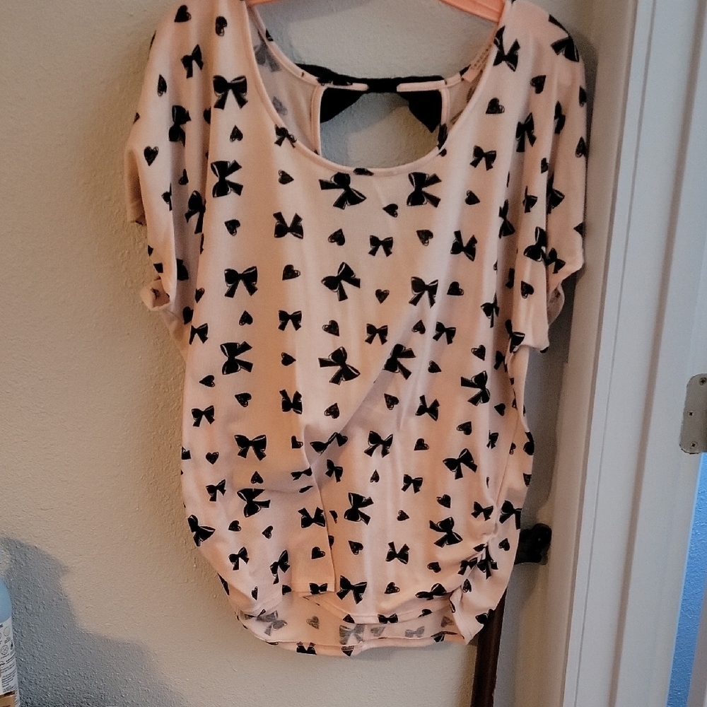 Tempted Pink Puff Sleeve Blouse with Cut Out